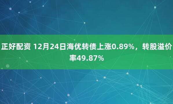 正好配資 12月24日海優(yōu)轉(zhuǎn)債上漲0.89%，轉(zhuǎn)股溢價率49.87%