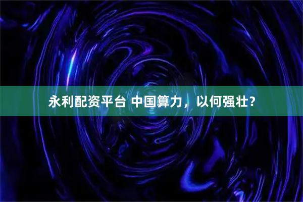 永利配資平臺(tái) 中國算力，以何強(qiáng)壯？